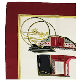 Hermès-HERMES CARRE 90 LES VOITURES A TRANSFORMATION Scarf Silk Red Auth bs7744-Red