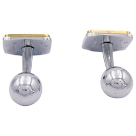 Cartier-Cartier cuff links, “Santos Dumont”, Gold and Steel.-Other