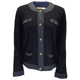 Marineblauer, mit Trapunto verzierter Kendra-Cardigan von Tory Burch Blau