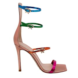 Gianvito Rossi-Gianvito Rossi Multi Metallic Ribbon Uptown Sandals-Multiple colors