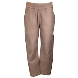 Autre Marque-Pantaloni cargo in pelle marrone chiaro SPRWMN-Cammello