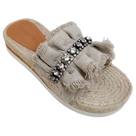 See by Chloé See by Chloe Sandálias Molly com babados de strass em linho bege Bege
