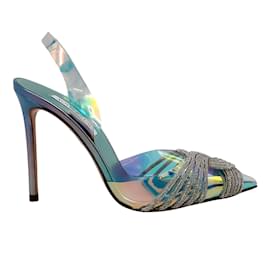 Aquazzura-Zapatos de salón destalonados Gatsby iridiscentes Sky de Aquazzura-Azul