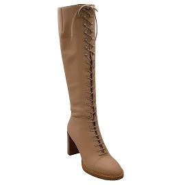 Gabriela Hearst Botas de couro bege com cadarço na altura do joelho Bege