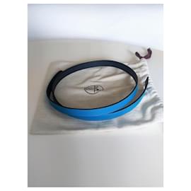 Hermès-Hermès reversible belt leather 13 mm-Blue
