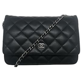 small black chanel wallet chain