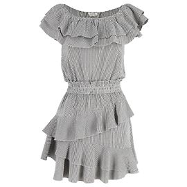 Minivestido de guingão com babados LoveShackFancy em algodão multicolorido Outro Impressão em python