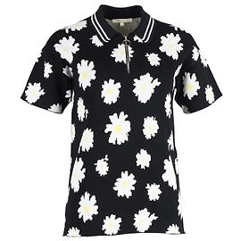 Top a maniche corte con colletto floreale Maje Misseca in cotone nero Nero