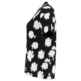 Maje-Maje Misseca Top de manga curta com gola floral em algodão preto-Preto
