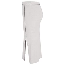 Iris & Ink-Iris & Ink Side Slit Knit Midi Skirt in Grey Wool-Grey