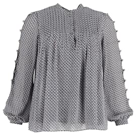 Michael Kors Blumen-Langarmbluse aus blauem Polyester Blau