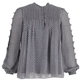 Michael Kors Blouse florale à manches longues en polyester bleu Bleu