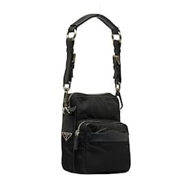 Prada-Prada Tessuto Shoulder Bag Canvas Shoulder Bag in Good condition-Black
