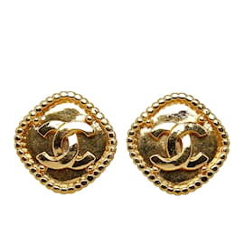 Chanel-Diamond CC Clip On Earrings-Golden