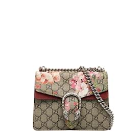 Gucci-Gucci Mini GG Supreme Blooms Dionysus Sac à bandoulière en toile Sac à bandoulière 421970 en bon état-Marron