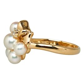 Tasaki-18k Gold Diamond Pearl Ribbon Ring-Golden