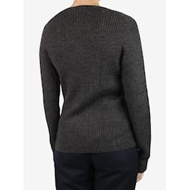 Prada-Suéter marrom com mistura de lã com nervuras - tamanho Reino Unido 12-Marrom