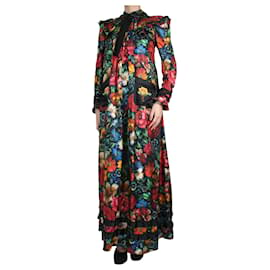 Gucci-Vestido largo de flores de seda multicolor - talla UK 8-Multicolor