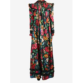 Gucci-Robe longue florale en soie multicolore - taille UK 8-Multicolore