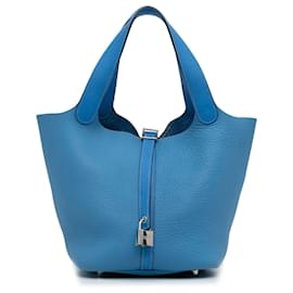 Hermès-Serrure Hermès Bleu Clémence Picotin 22-Bleu