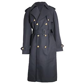 Céline Celine gefütterter Trenchcoat mit Gürtel aus schwarzer Wolle Schwarz
