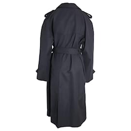 Céline-Celine Double-Breasted Belted Trench Coat in Black Wool-Black