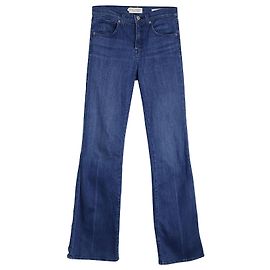 Nili Lotan Celia High-Rise Boot Cut Jeans in Blue Cotton Blue