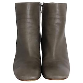 Céline-Celine Metallic Heel Ankle Boots in Grey Leather-Grey