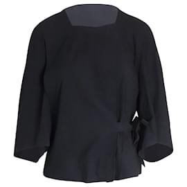 Isabel Marant Etoile-Isabel Marant Etoile Side-Tie Long-Sleeve Top in Black Cotton -Black