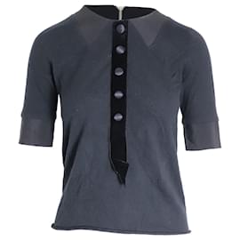Marc Jacobs-Marc Jacobs Button Detail T-shirt in Black Cotton-Black