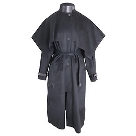 Hermès Hermes Storm Flap Trenchcoat mit Gürtel aus schwarzem Kaschmir Schwarz