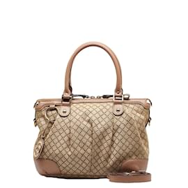 Gucci-Diamante Canvas Sukey Handbag 247902-Brown