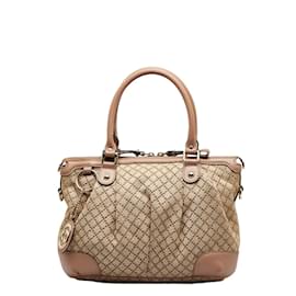 Gucci-Diamante Canvas Sukey Handbag 247902-Marrom