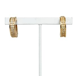 Dior-Rhinestone Hoop Earrings-Golden