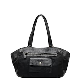 Prada-Prada Tessuto & Leather Shoulder Bag Canvas Shoulder Bag BR2006 in Good condition-Black