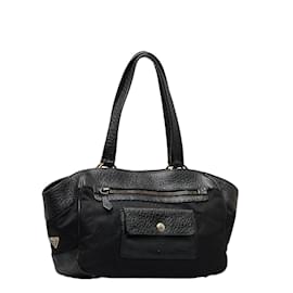 Prada-Prada Tessuto & Leather Shoulder Bag Canvas Shoulder Bag BR2006 in Good condition-Black