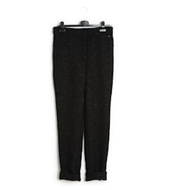Chanel-18K Black Shiny Tweed Pants FR40/42-Noir