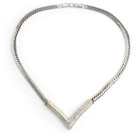 Christian Dior-V shape necklace-Silvery
