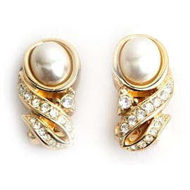 Christian Dior-Boucles d'oreilles perles-Doré