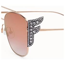 Fendi-FENDI Lunettes de soleil surdimensionnées-Bijouterie dorée