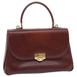 Bally-BALLY Hand Bag Leather Brown Auth yb293-Brown