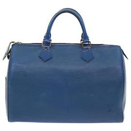 Louis Vuitton-Louis Vuitton Epi Speedy 30 Handtasche Toledo Blau M43005 LV Auth 52236-Andere