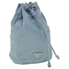 Prada-PRADA Drawstring Bag Pouch Nylon Light Blue Auth 52247-Light blue