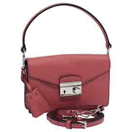 Prada-PRADA Mini Hand Bag Safiano Leather 2way Pink Auth am4942-Pink