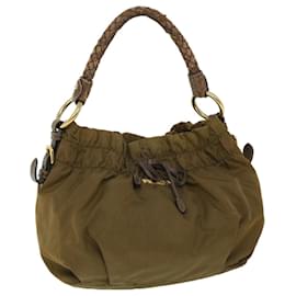 Prada-PRADA Shoulder Bag Nylon Leather Brown Auth ep1486-Brown