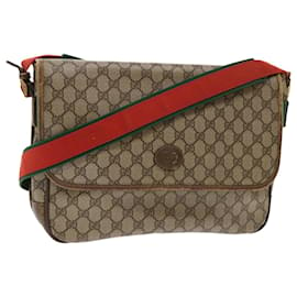 Gucci-GUCCI GG Canvas Web Sherry Line Shoulder Bag Beige Red Green Auth ar10088-Red,Beige,Green