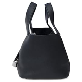 Hermès-HERMES Picotin Bag in Black Leather - 101425-Black
