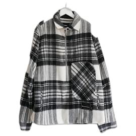 Autre Marque-WE11done brushed wool lumberjack shacket jacket-Black,Cream