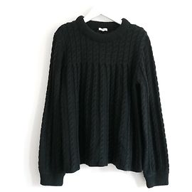 Manoush-Pullover mit geriffeltem Zopfmuster Dunkelgrün
