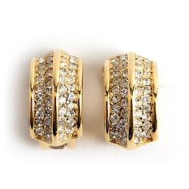 Christian Dior-CD Chrystal earrings-Golden